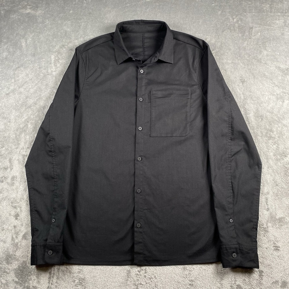Lululemon Shirt Mens Size M Black Masons Peak Long Sleeve Button Up Minimalist
